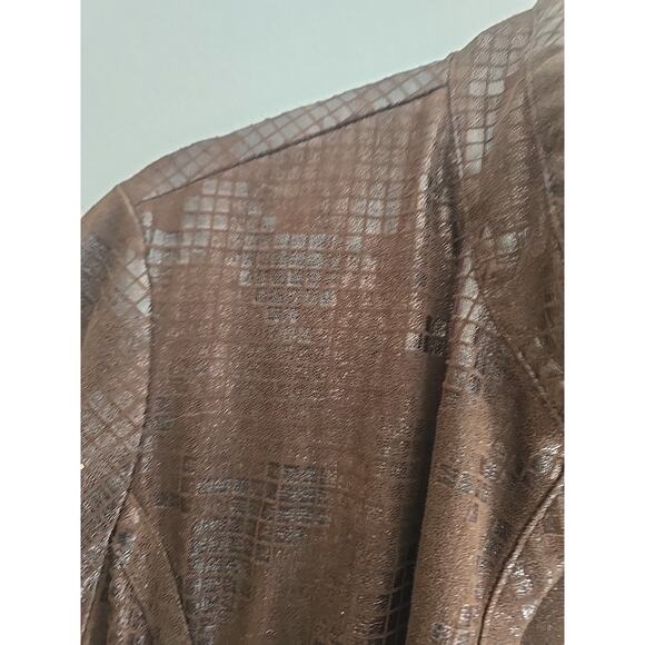 Chico's Travelers Brown Geometric Open Front Long Sleeve Jacket Womans Size LG - Picture 3 of 5